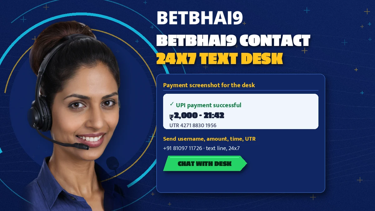 Support agent with a headset checking a payment screenshot sent to the Betbhai9 chat desk